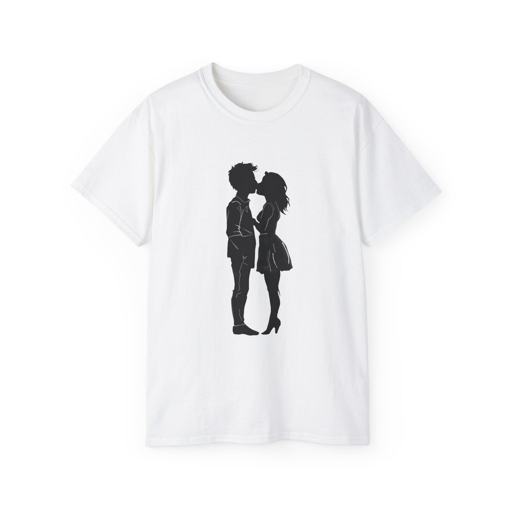 Silhouette Couple Kiss T-Shirt | Romantic Couple Silhouette Tee