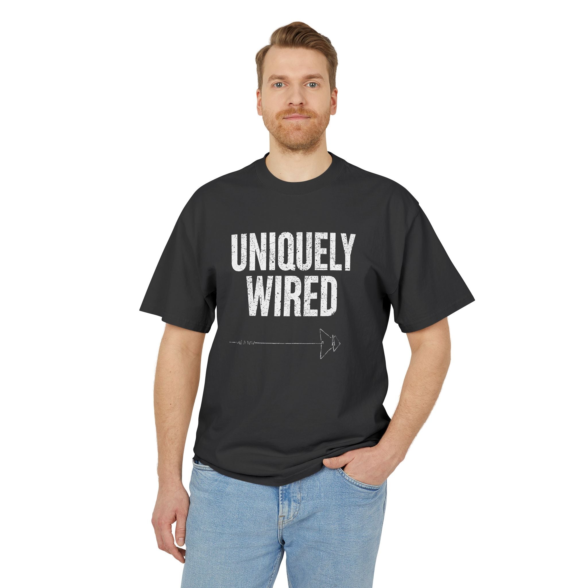 Vintage Uniquely Wired T-Shirt | Distressed Arrow Graphic Tee | Oversized Streetwear Shirt
