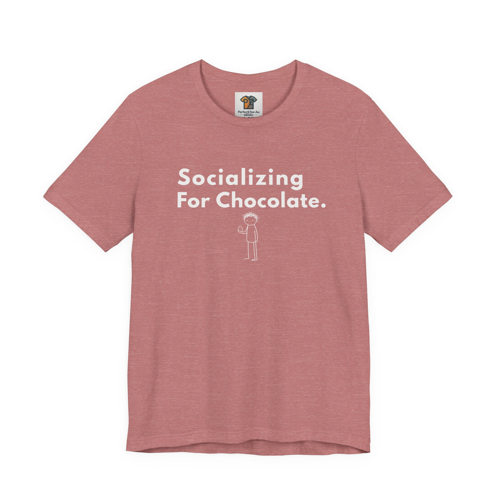 Socializing For Chocolate T-Shirt | Funny Easter Shirt | Chocolate Lover Gift Tee | Introvert Humor Graphic Shirt | Minimal Statement Tee