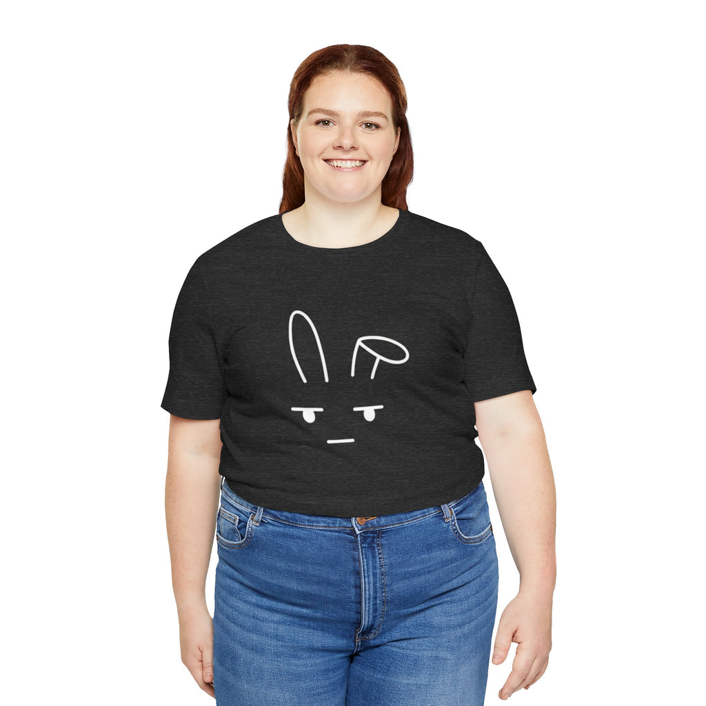 Deadpan Bunny T-Shirt – Minimalist Easter Graphic Tee, Funny Unisex Rabbit Shirt, Bella Canvas 3001 Dark Heather