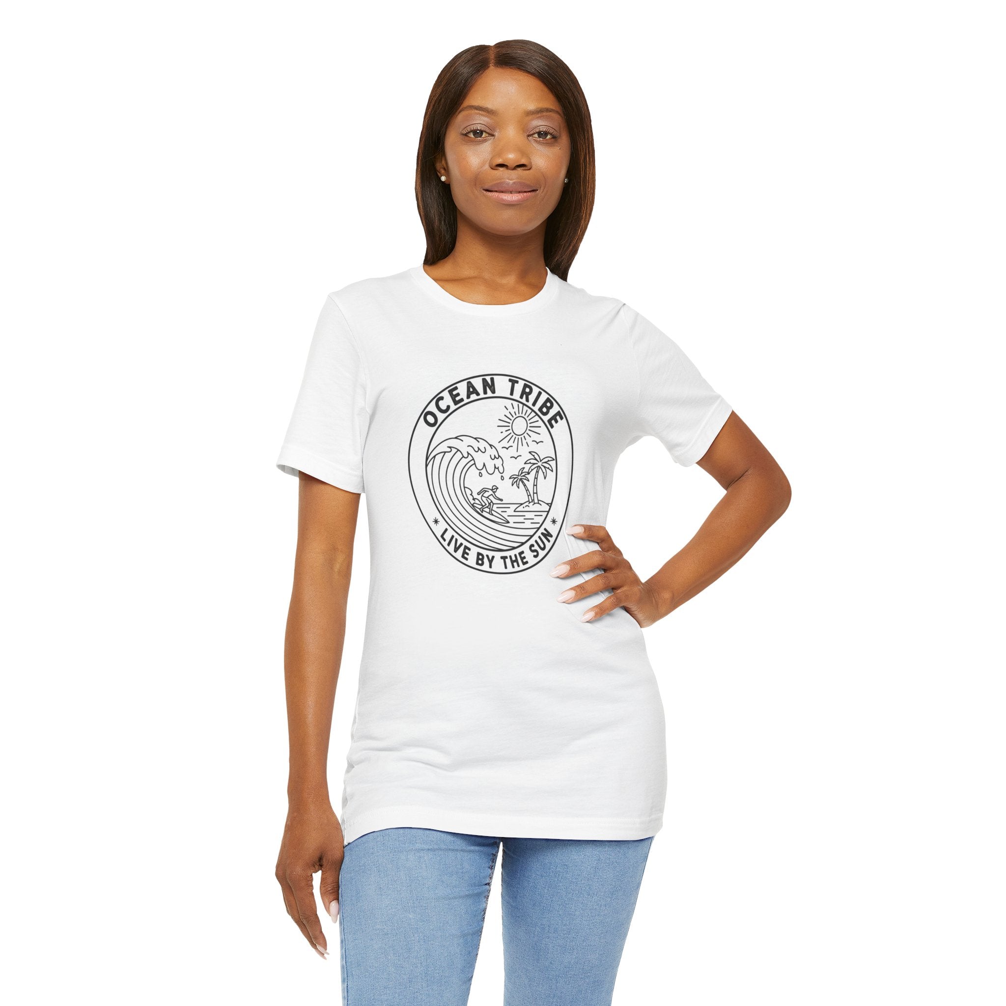 Ocean Tribe Surf T-Shirt, Live by the Sun Coastal Tee, Minimal Beach Graphic Shirt, Unisex Summer Surfwear