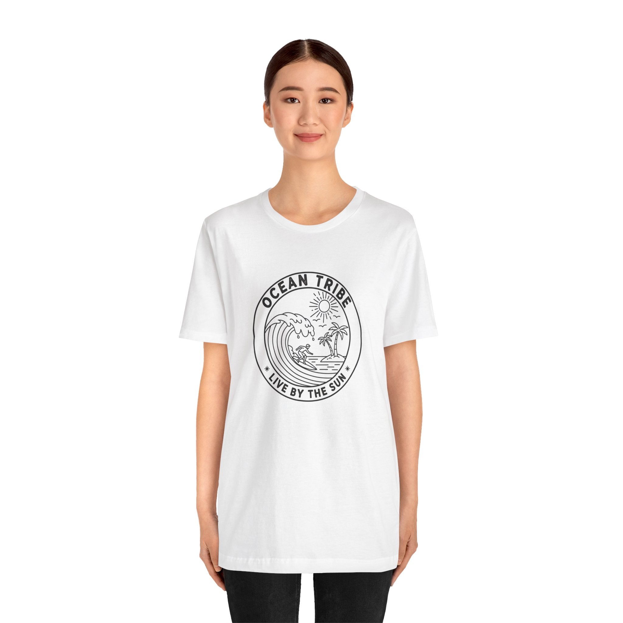 Ocean Tribe Surf T-Shirt, Live by the Sun Coastal Tee, Minimal Beach Graphic Shirt, Unisex Summer Surfwear