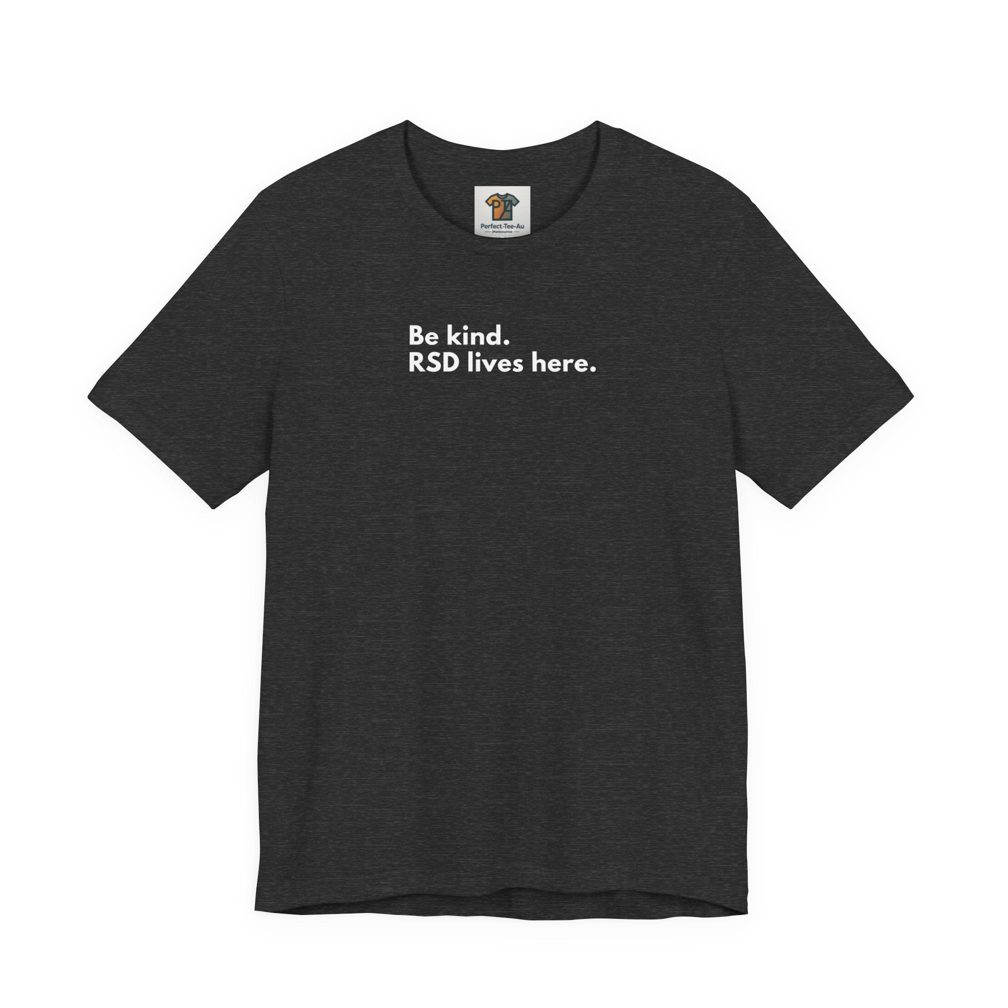 Funny ADHD RSD T-Shirt “Be Kind. RSD Lives Here” – Neurodivergent Shirt Australia, ADHD Awareness Tee, Mental Health Graphic T-Shirt, Bella Canvas 3001 AU