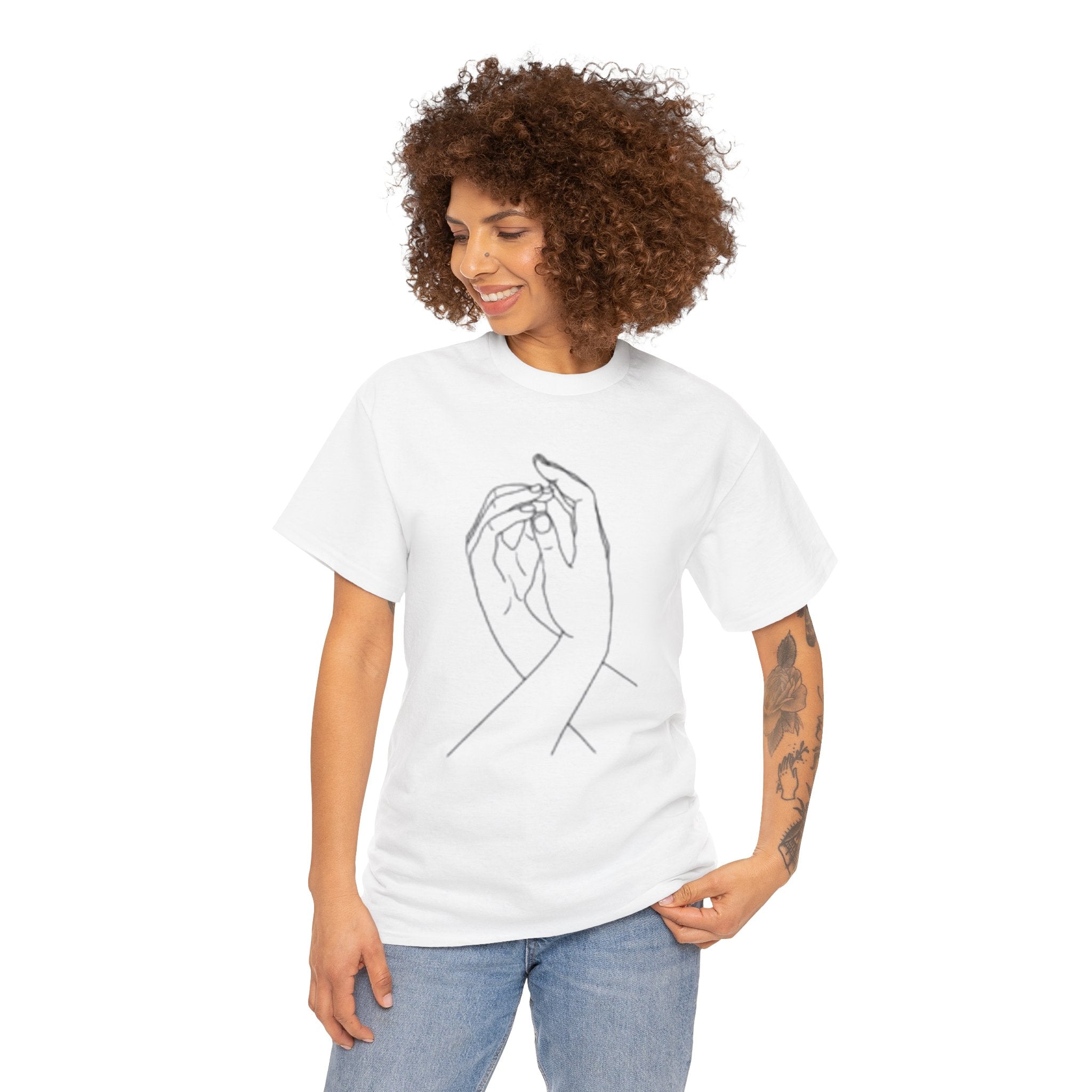 Abstract One-Line Couple Hand-Holding Tee – Modern Minimalist Valentine’s Gift