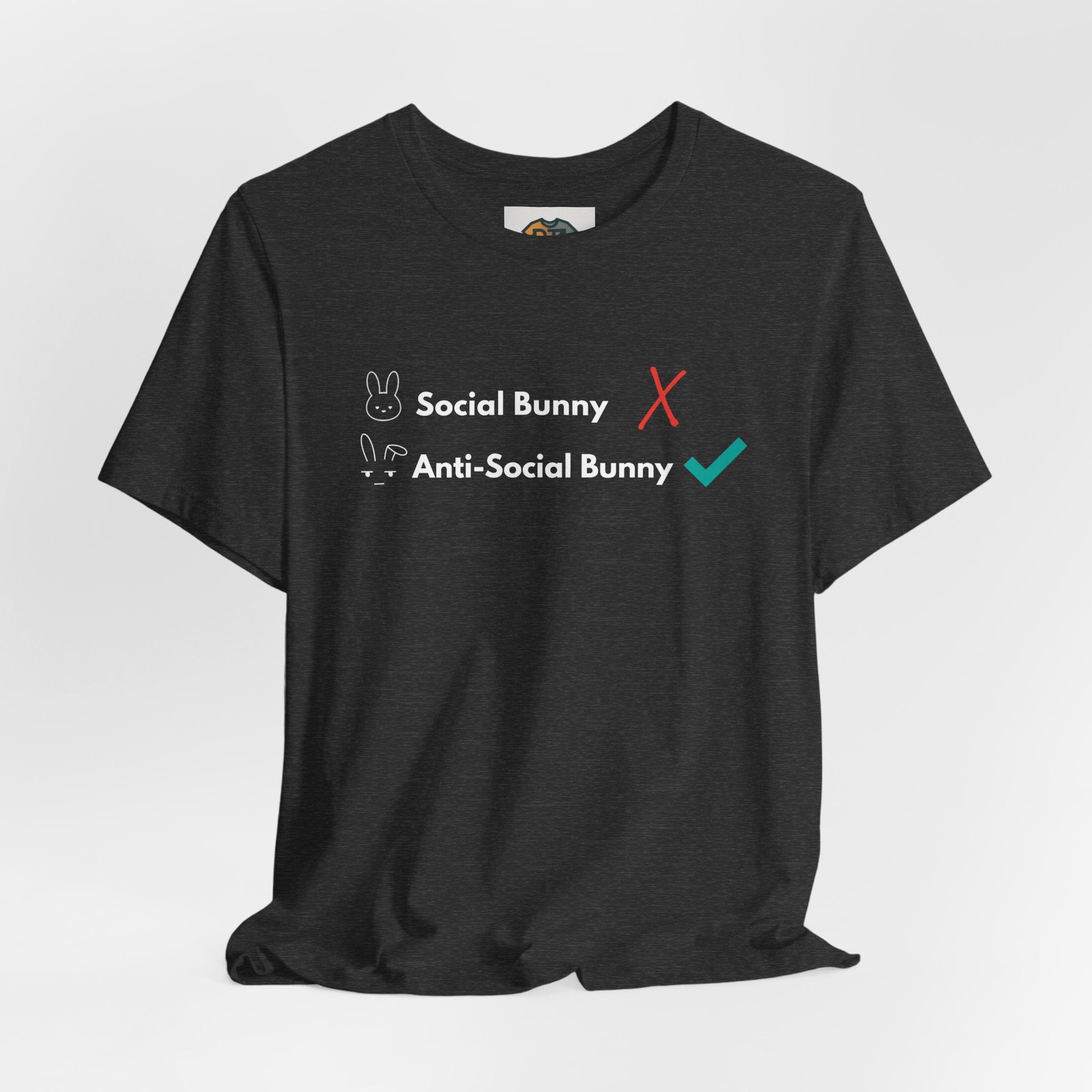Anti-Social Bunny T-Shirt – Introvert Easter Shirt, SSocial Battery Humor Tee, Neurodivergent ADHD Funny Graphic Tee, Bella Canvas 3001 Unisex