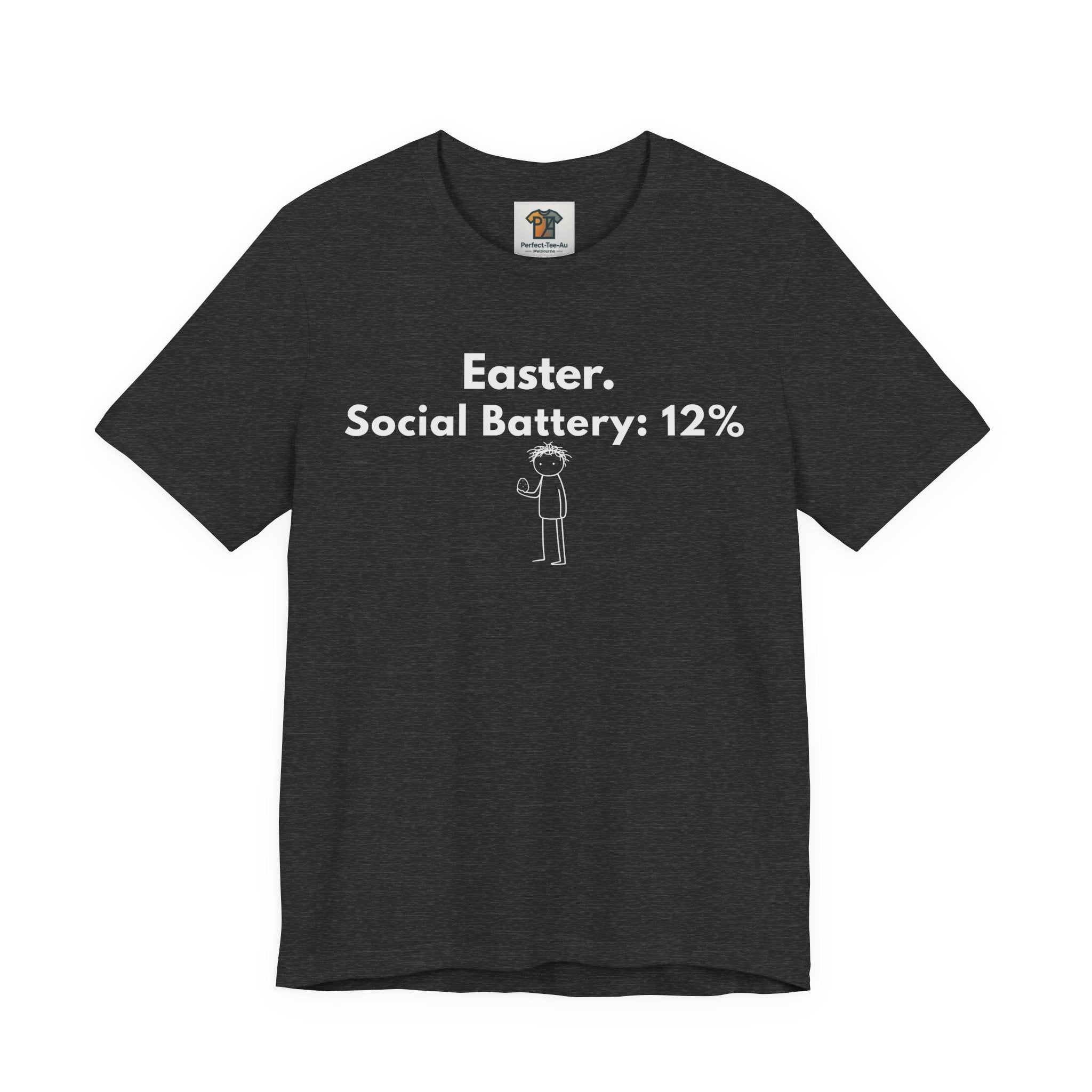 Easter Social Battery 12% T-Shirt – Deadpan Bunny Graphic Tee for Introverts, ADHD & Neurodiverse Humor