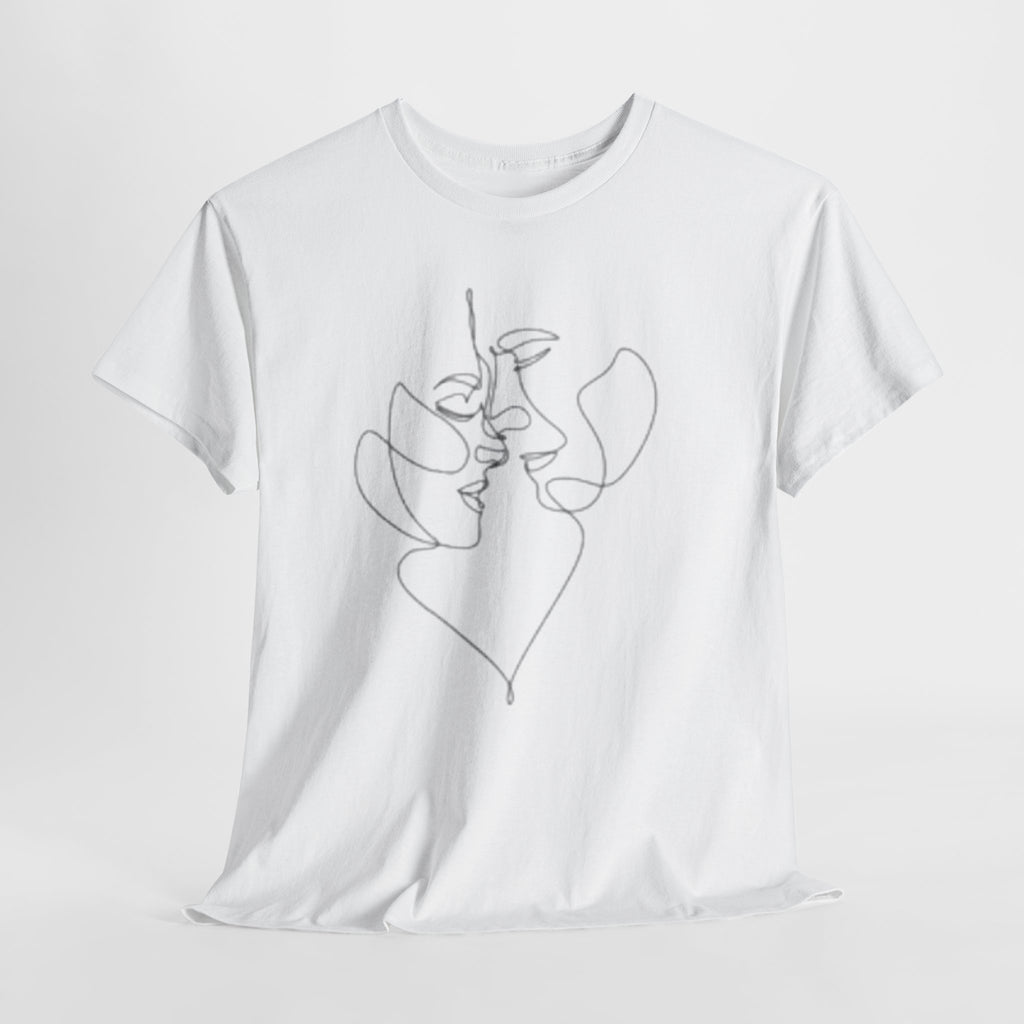 Abstract One-Line Couple Kiss Tee Design2 – Modern Minimalist Valentine’s Gift