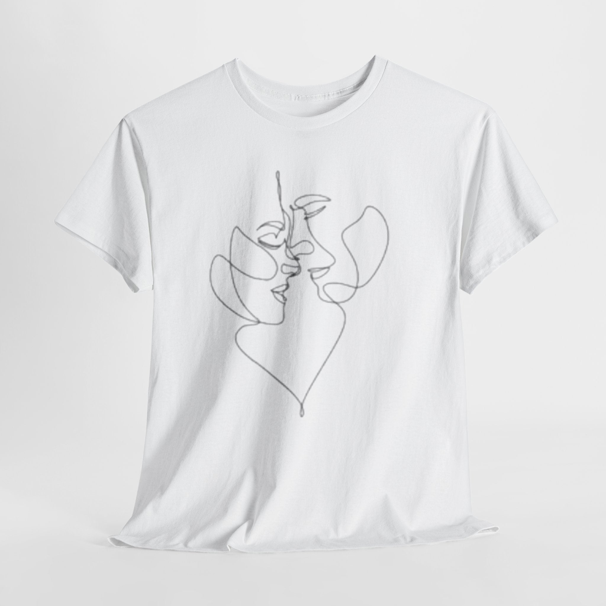 Abstract One-Line Couple Kiss Tee Design2 – Modern Minimalist Valentine’s Gift