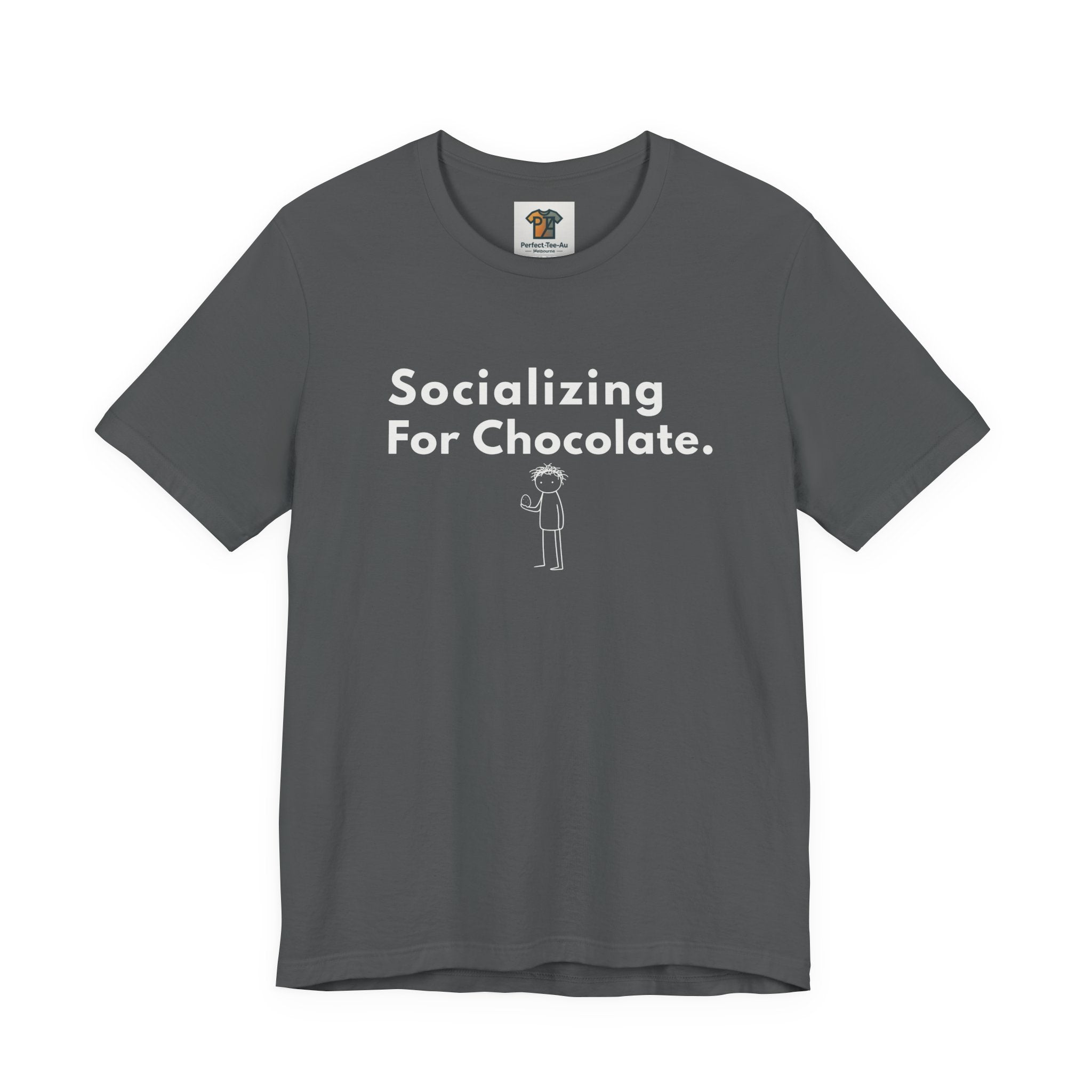 Socializing For Chocolate T-Shirt | Funny Easter Shirt | Chocolate Lover Gift Tee | Introvert Humor Graphic Shirt | Minimal Statement Tee