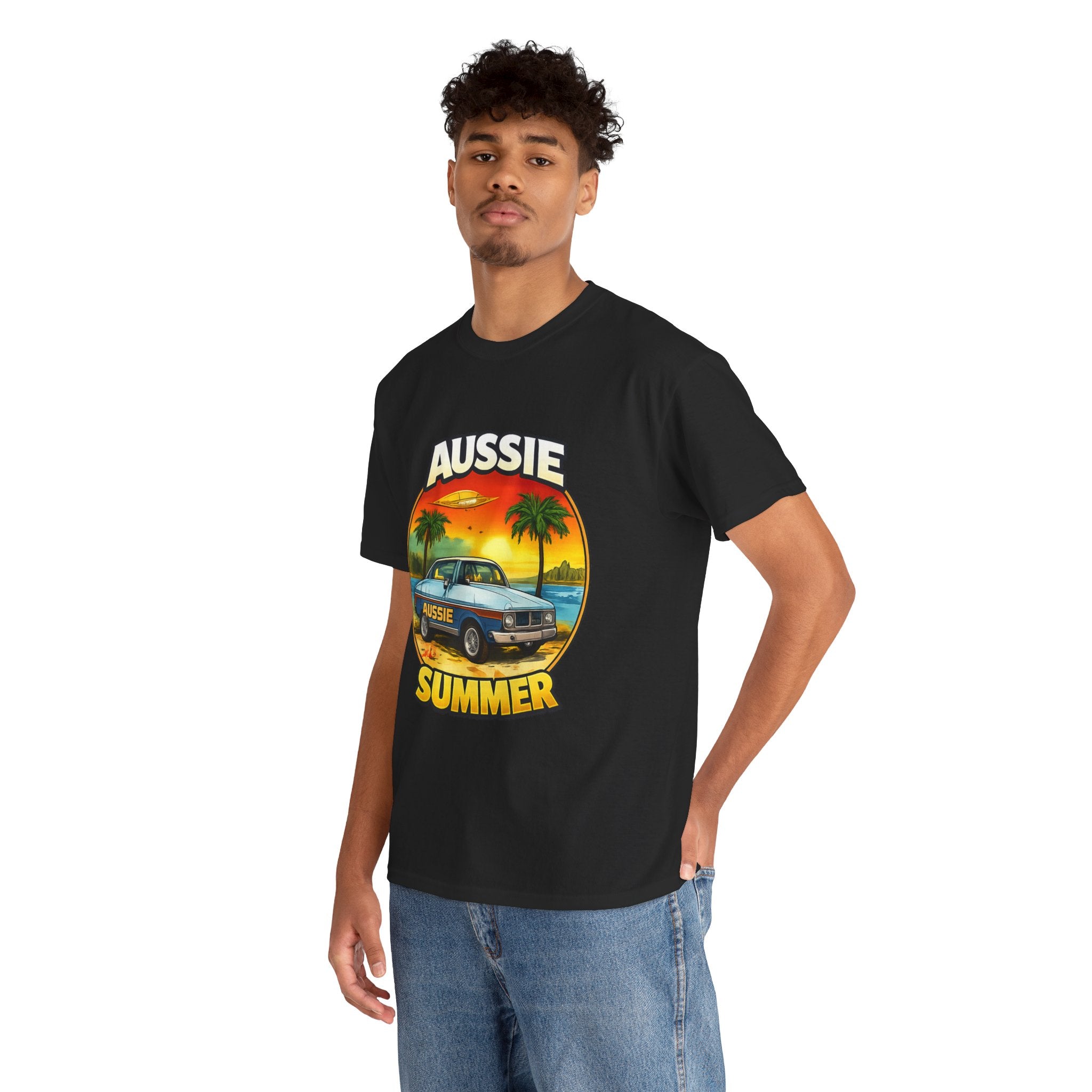 Aussie Summer Car T-Shirt | Retro Coastal Ute Graphic Tee | Vintage Road Trip Shirt | Australian Beach Style Tee