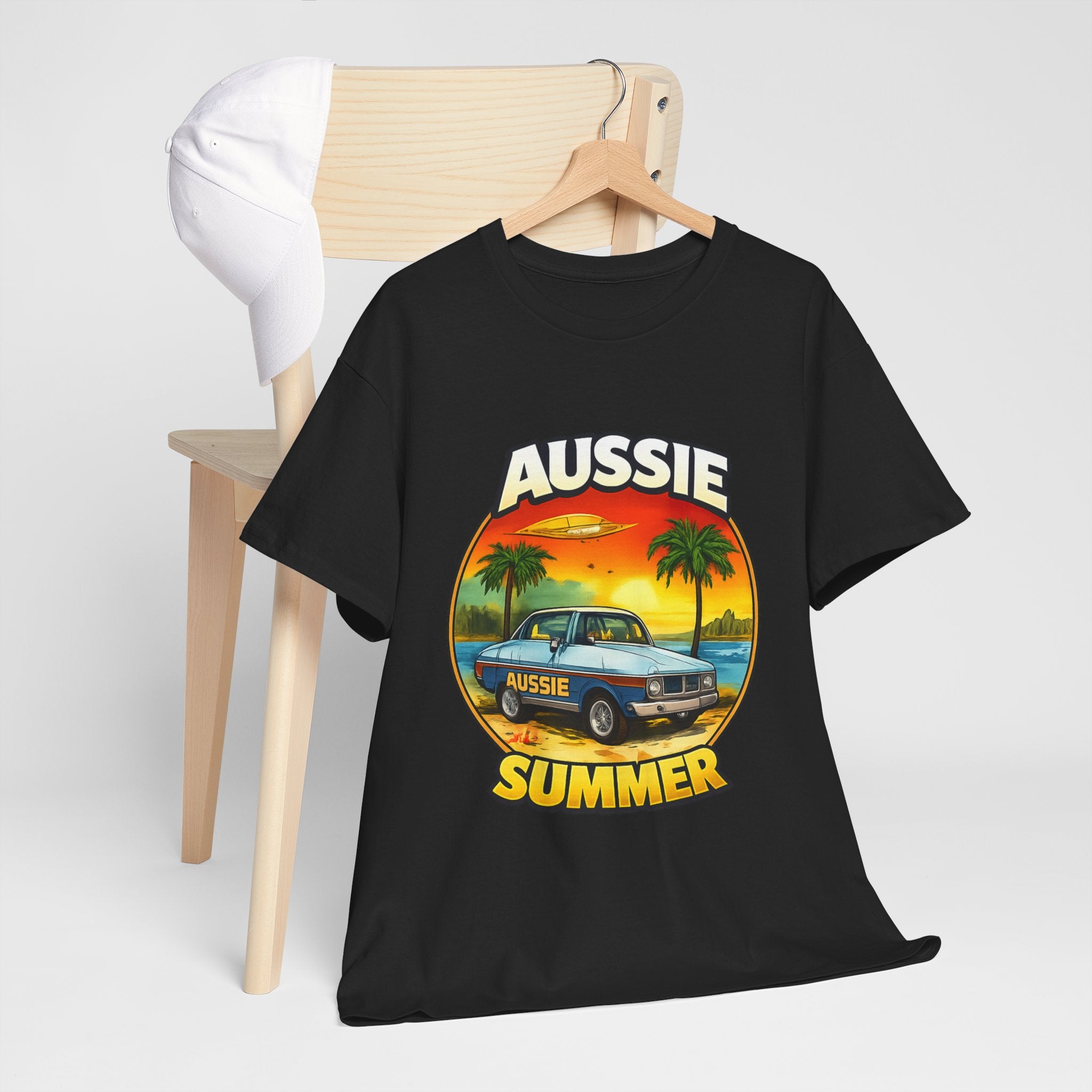 Aussie Summer Car T-Shirt | Retro Coastal Ute Graphic Tee | Vintage Road Trip Shirt | Australian Beach Style Tee