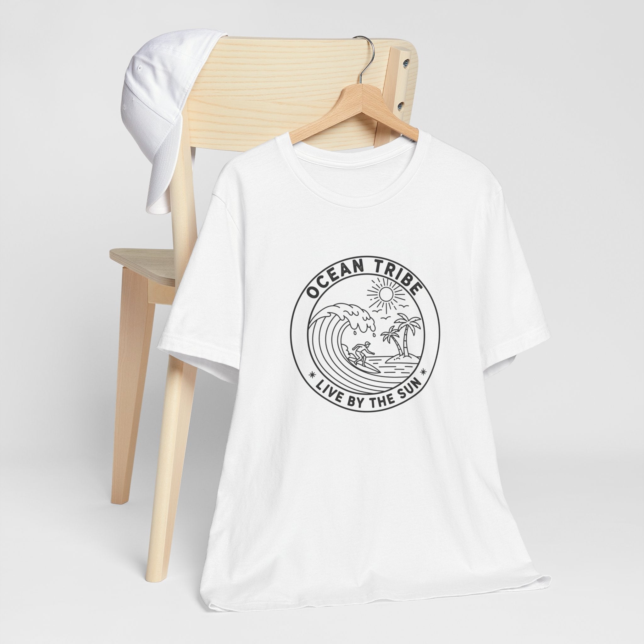 Ocean Tribe Surf T-Shirt, Live by the Sun Coastal Tee, Minimal Beach Graphic Shirt, Unisex Summer Surfwear