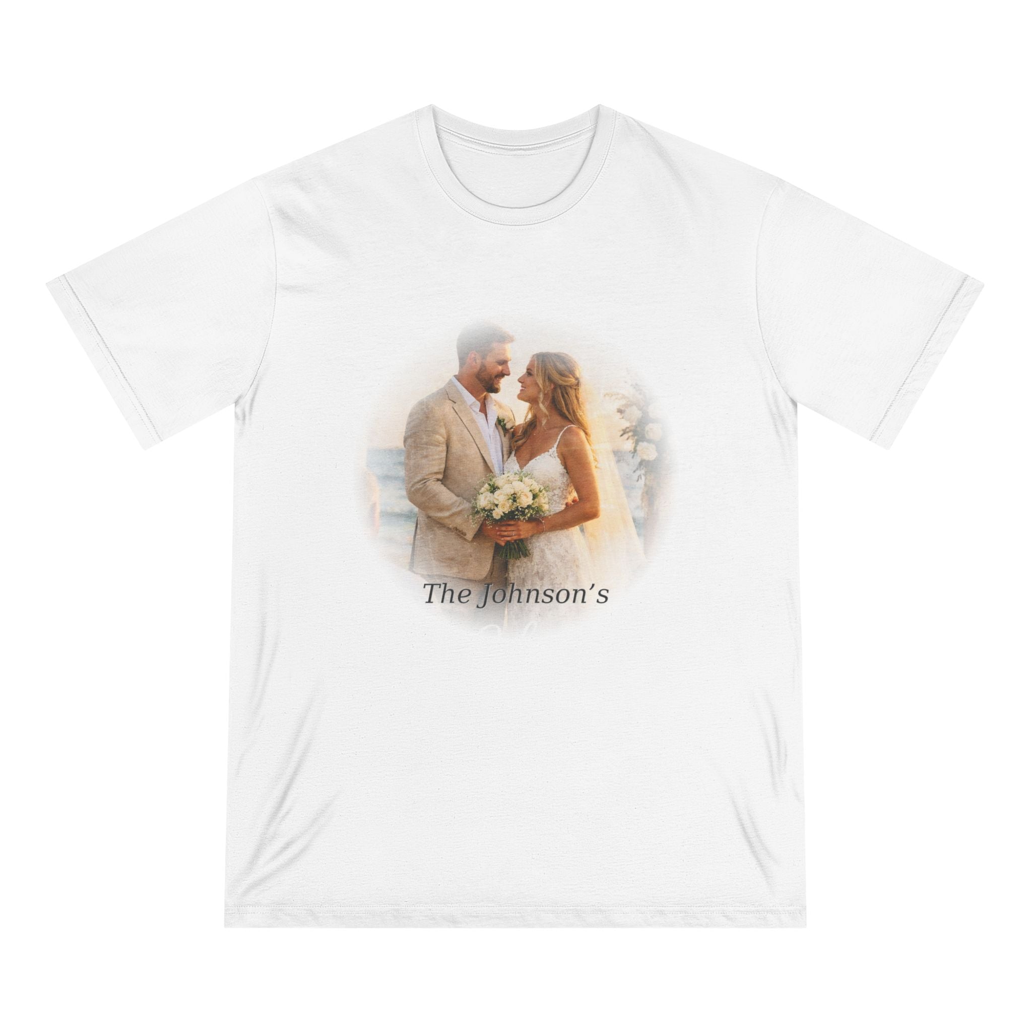 Wedding Photo Personalized T-Shirt — Custom "The Johnson's" Bridal Keepsake