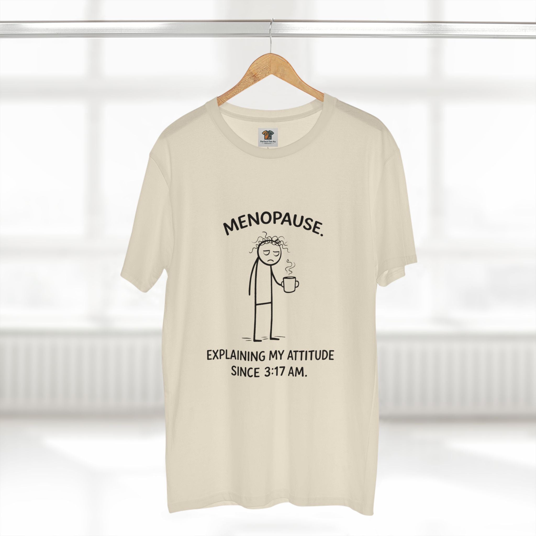 “Explaining My Attitude Since 3:17 AM – Funny Menopause Tee for Women”