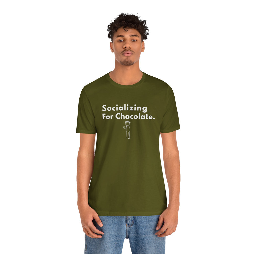 Socializing For Chocolate T-Shirt | Funny Easter Shirt | Chocolate Lover Gift Tee | Introvert Humor Graphic Shirt | Minimal Statement Tee