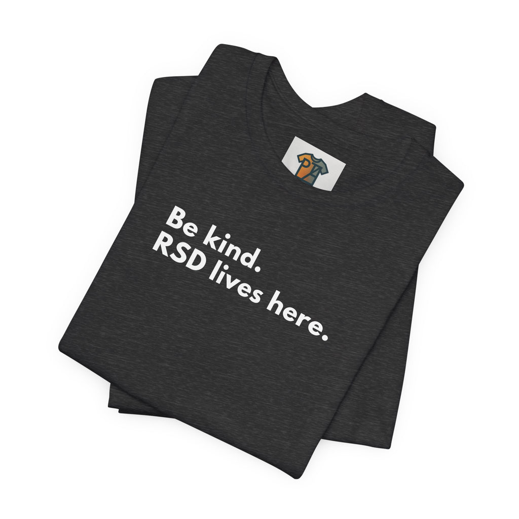 Funny ADHD RSD T-Shirt “Be Kind. RSD Lives Here” – Neurodivergent Shirt Australia, ADHD Awareness Tee, Mental Health Graphic T-Shirt, Bella Canvas 3001 AU