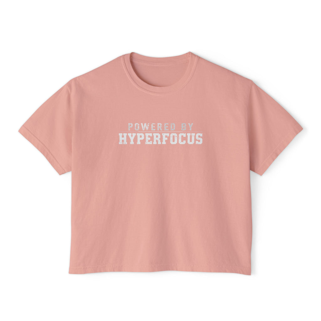 Powered by Hyperfocus Boxy Tee — Women's Cropped Graphic Shirt