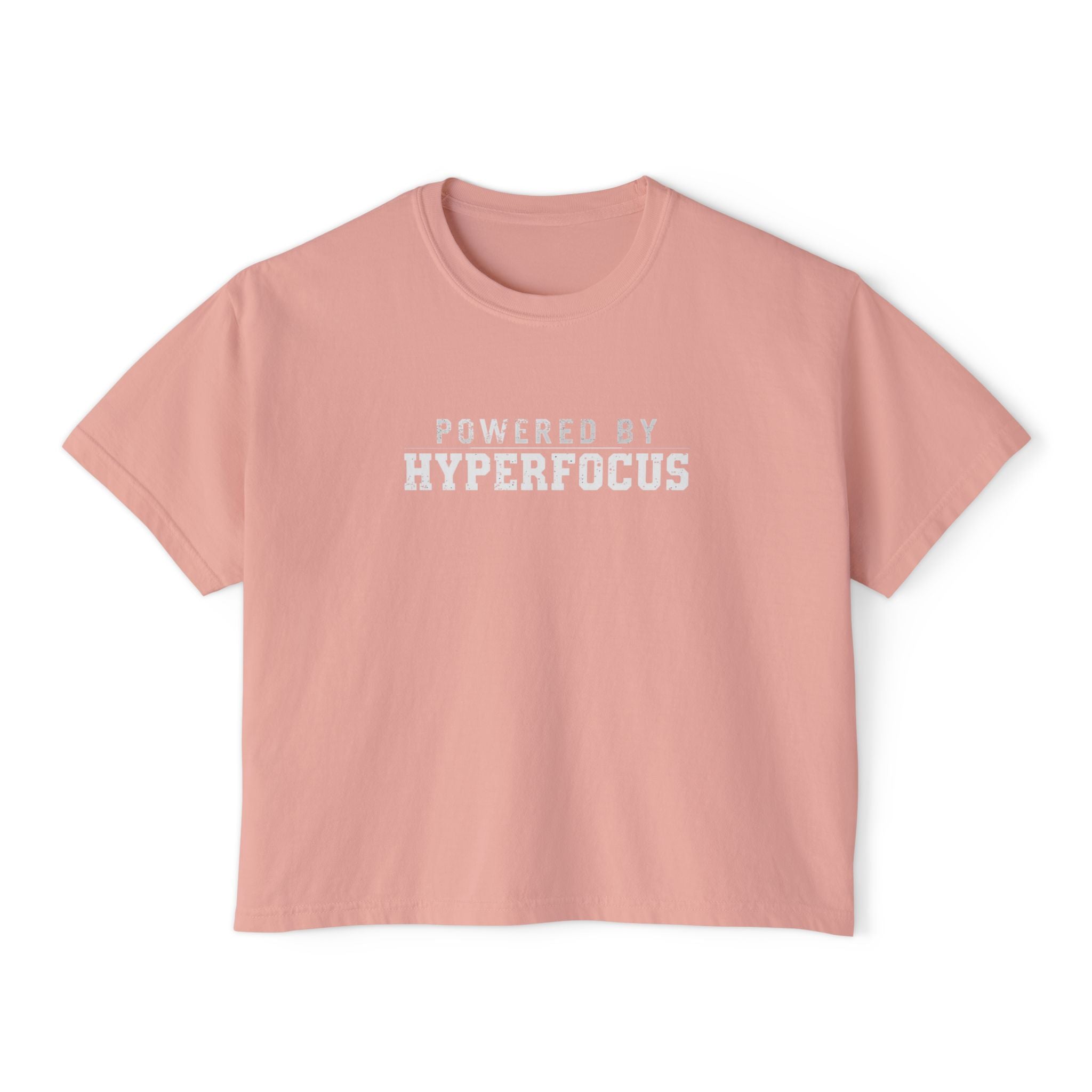 Powered by Hyperfocus Boxy Tee — Women's Cropped Graphic Shirt
