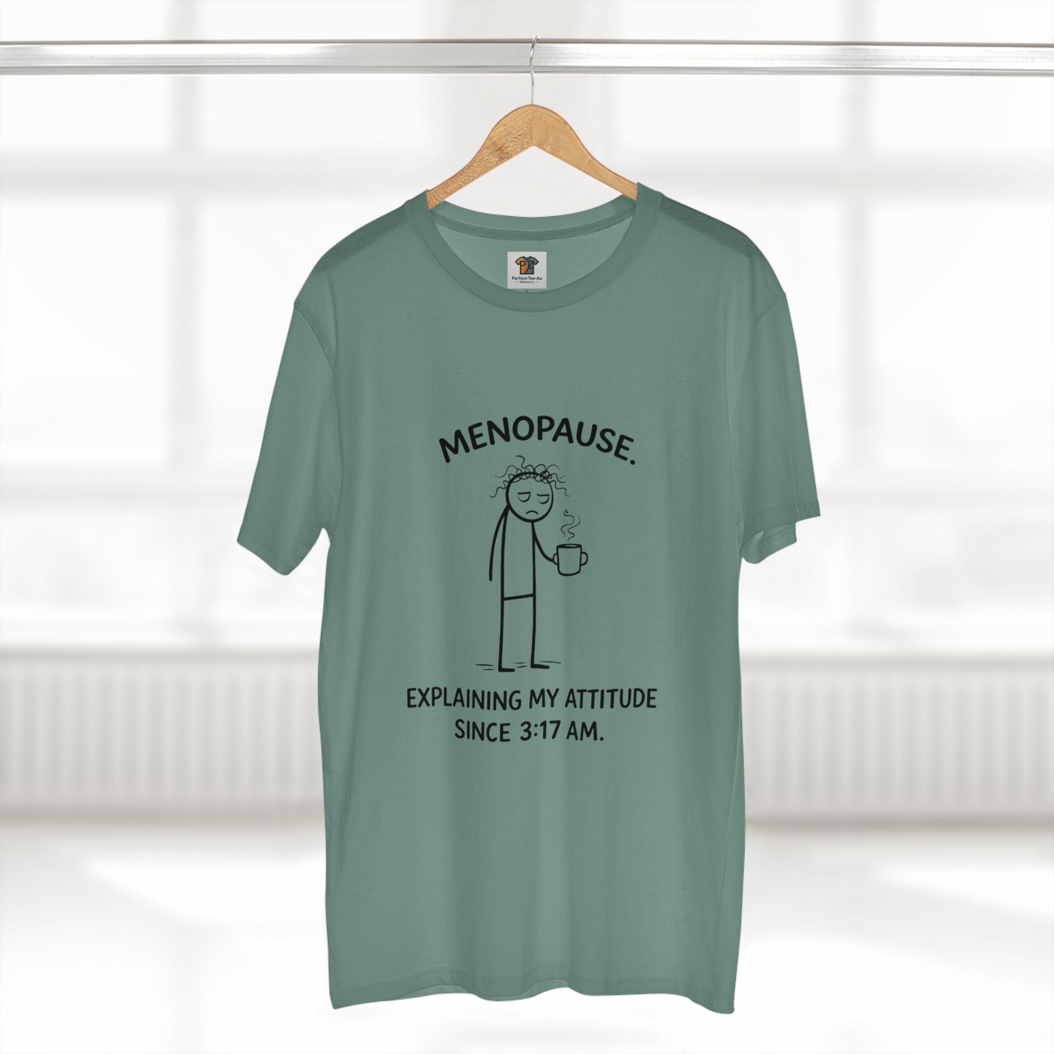 “Explaining My Attitude Since 3:17 AM – Funny Menopause Tee for Women”