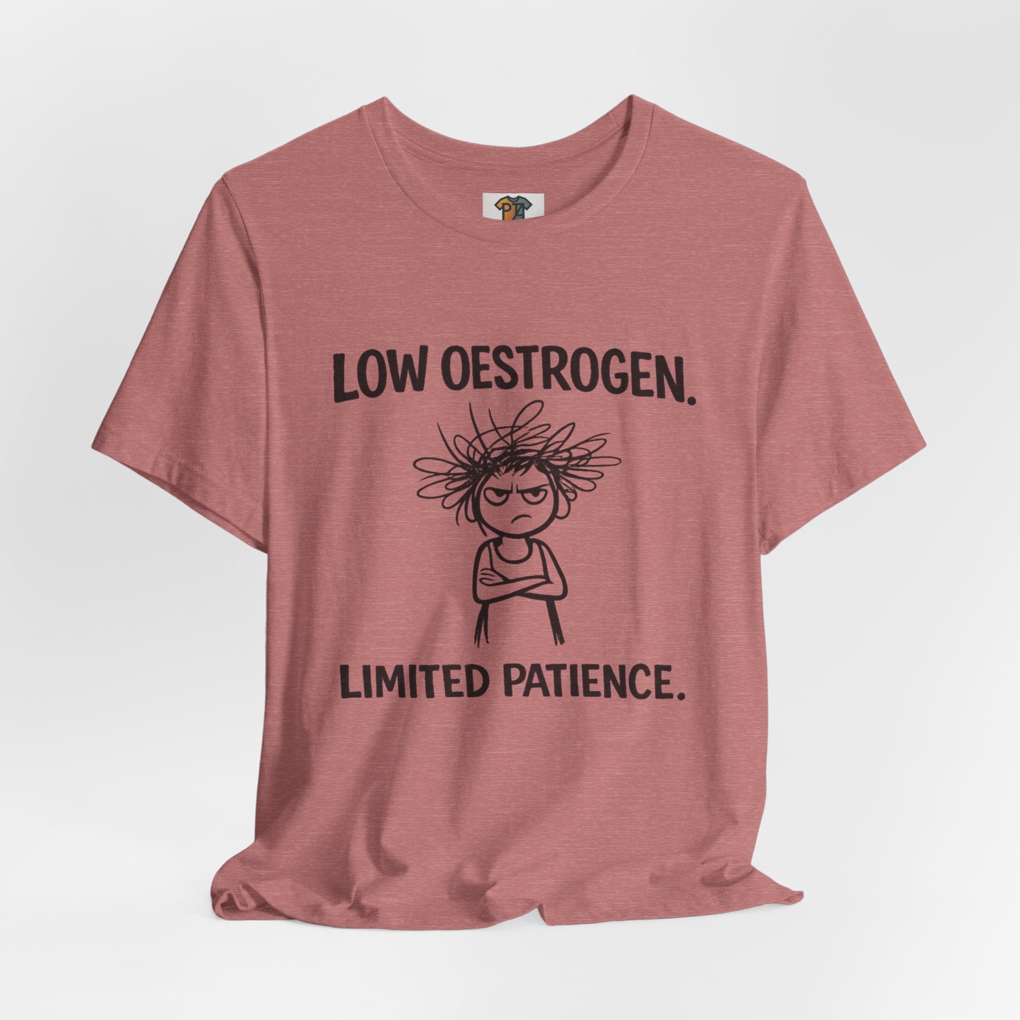 Low Oestrogen, Limited Patience Menopause T-Shirt | Funny Gift for Women in Menopause