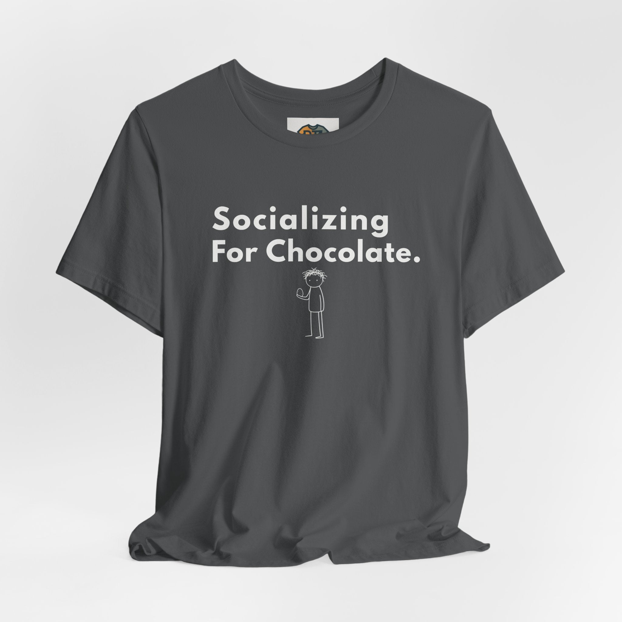 Socializing For Chocolate T-Shirt | Funny Easter Shirt | Chocolate Lover Gift Tee | Introvert Humor Graphic Shirt | Minimal Statement Tee