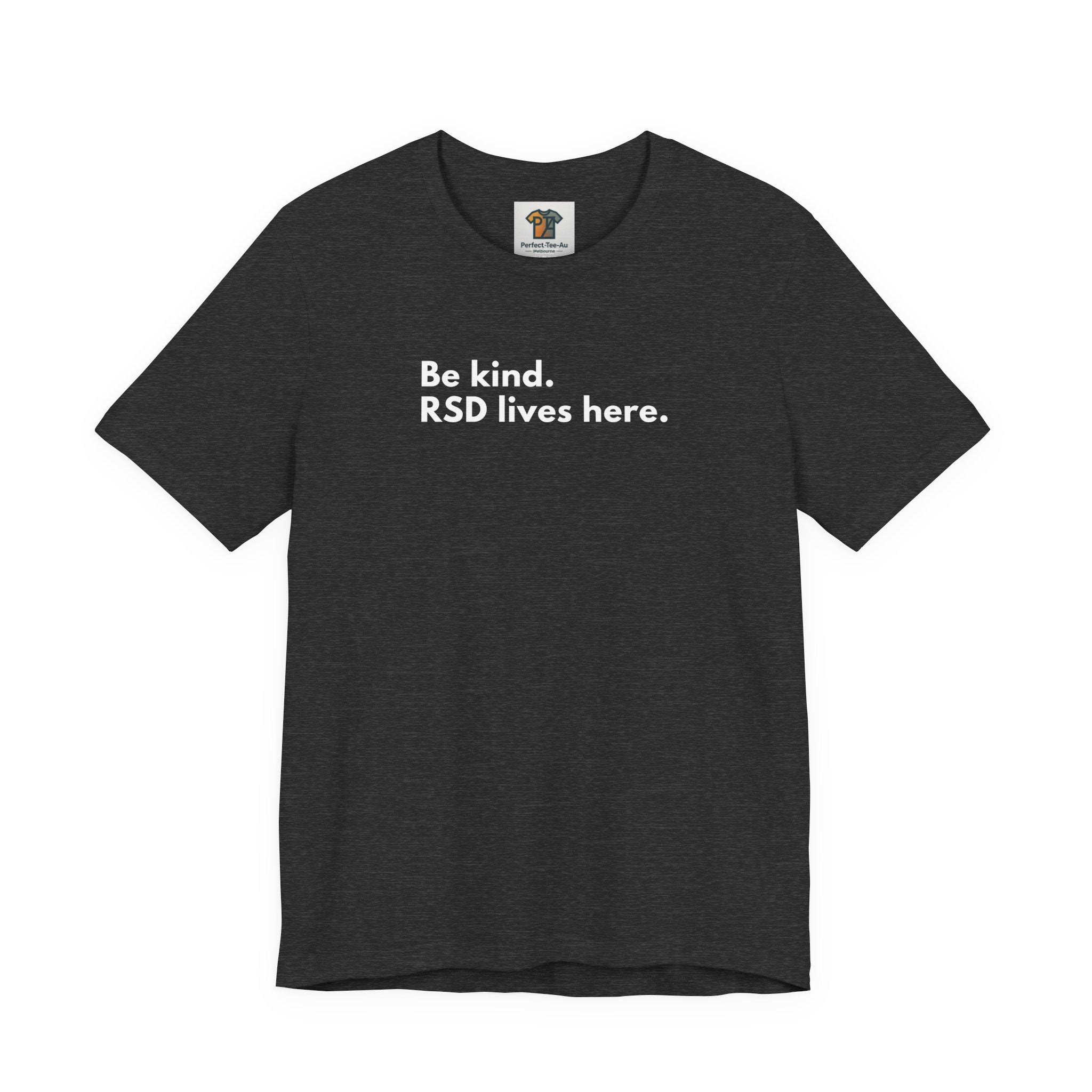 Funny ADHD RSD T-Shirt “Be Kind. RSD Lives Here” – Neurodivergent Shirt Australia, ADHD Awareness Tee, Mental Health Graphic T-Shirt, Bella Canvas 3001 AU