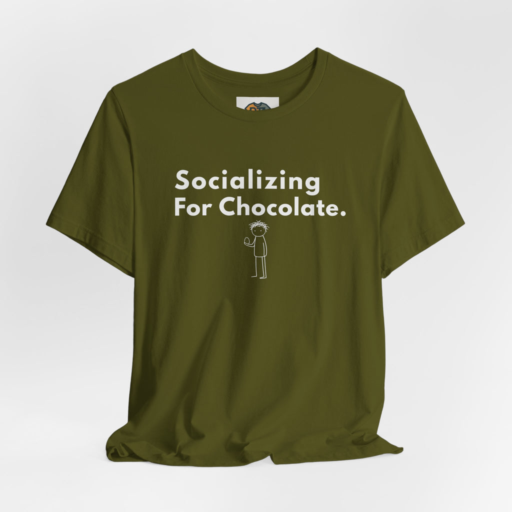 Socializing For Chocolate T-Shirt | Funny Easter Shirt | Chocolate Lover Gift Tee | Introvert Humor Graphic Shirt | Minimal Statement Tee