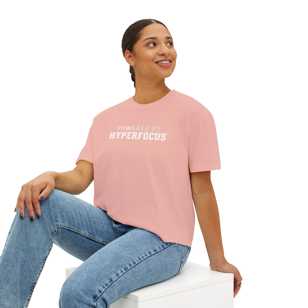 Powered by Hyperfocus Boxy Tee — Women's Cropped Graphic Shirt