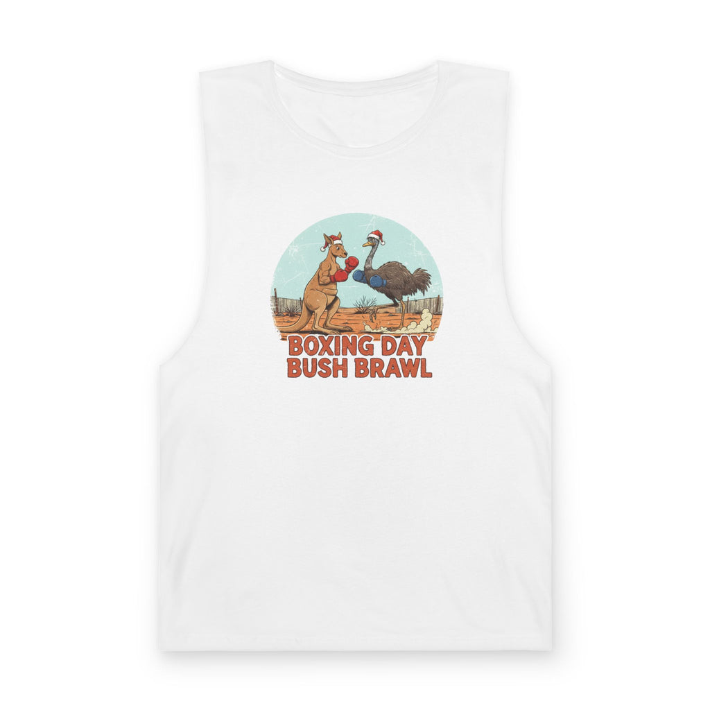 Boxing Day Bush Brawl Tank Top — Aussie Roo vs Emu Retro Graphic