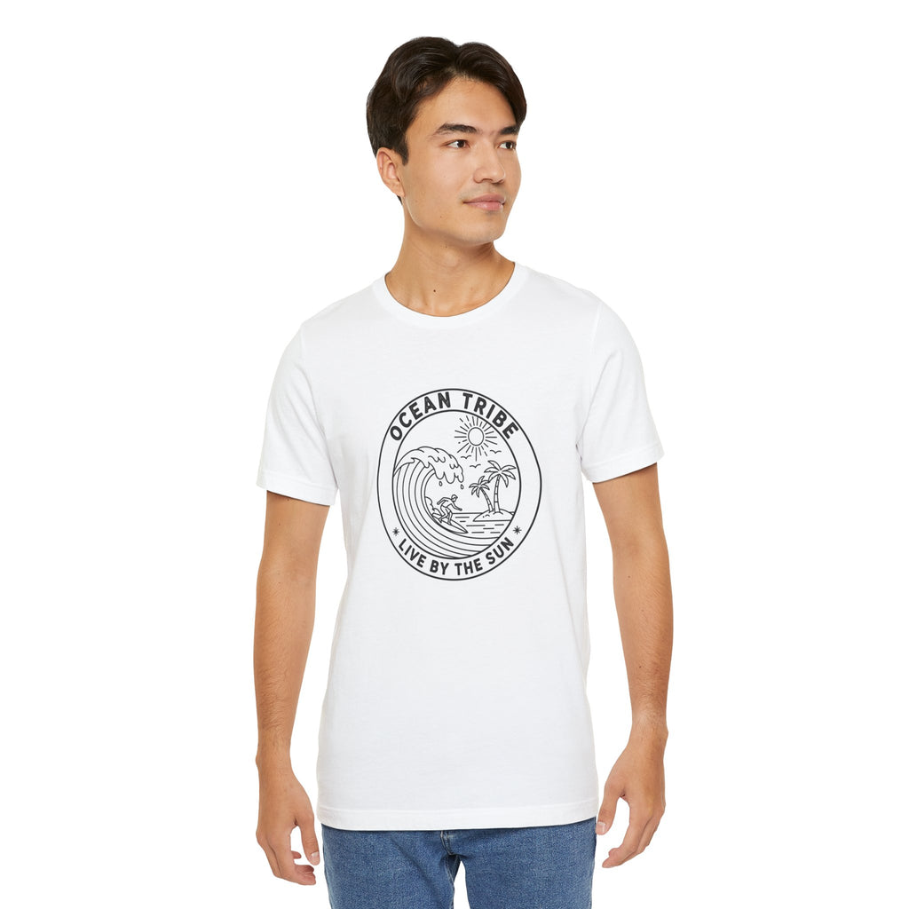 Ocean Tribe Surf T-Shirt, Live by the Sun Coastal Tee, Minimal Beach Graphic Shirt, Unisex Summer Surfwear