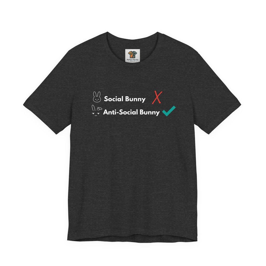 Anti-Social Bunny T-Shirt – Introvert Easter Shirt, SSocial Battery Humor Tee, Neurodivergent ADHD Funny Graphic Tee, Bella Canvas 3001 Unisex