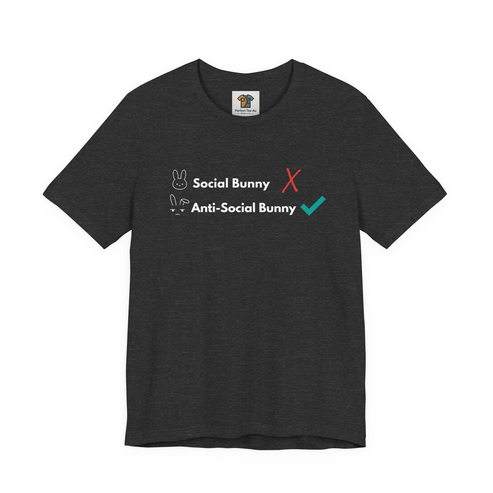 Anti-Social Bunny T-Shirt – Introvert Easter Shirt, SSocial Battery Humor Tee, Neurodivergent ADHD Funny Graphic Tee, Bella Canvas 3001 Unisex