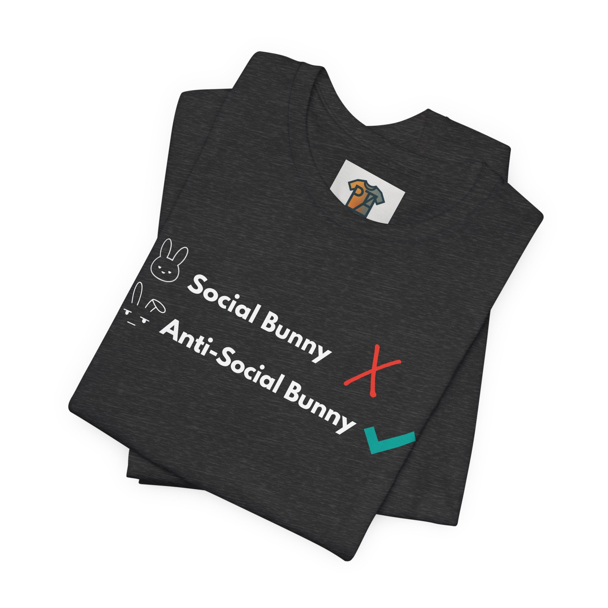 Anti-Social Bunny T-Shirt – Introvert Easter Shirt, SSocial Battery Humor Tee, Neurodivergent ADHD Funny Graphic Tee, Bella Canvas 3001 Unisex
