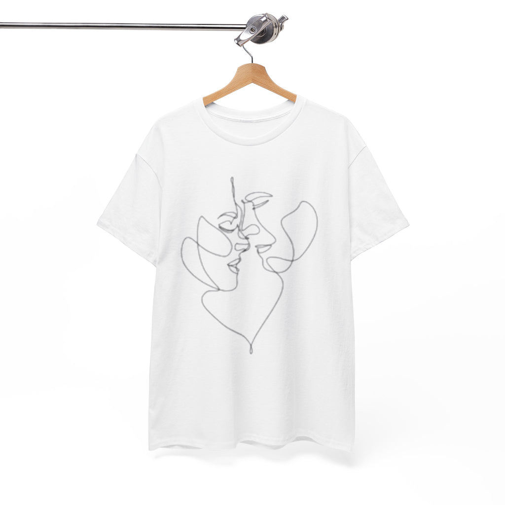Abstract One-Line Couple Kiss Tee Design2 – Modern Minimalist Valentine’s Gift