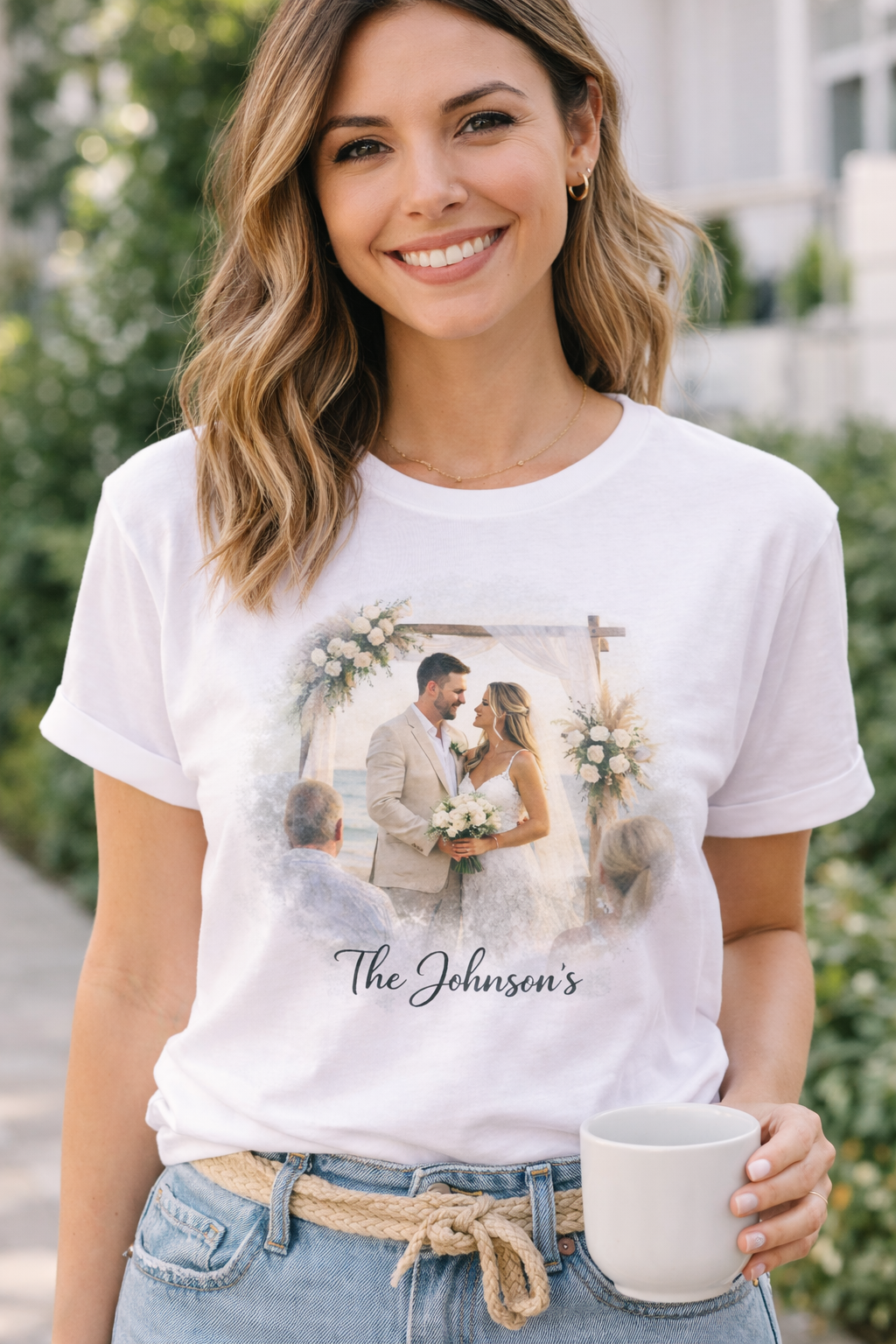 Wedding Photo Personalized T-Shirt — Custom "The Johnson's" Bridal Keepsake
