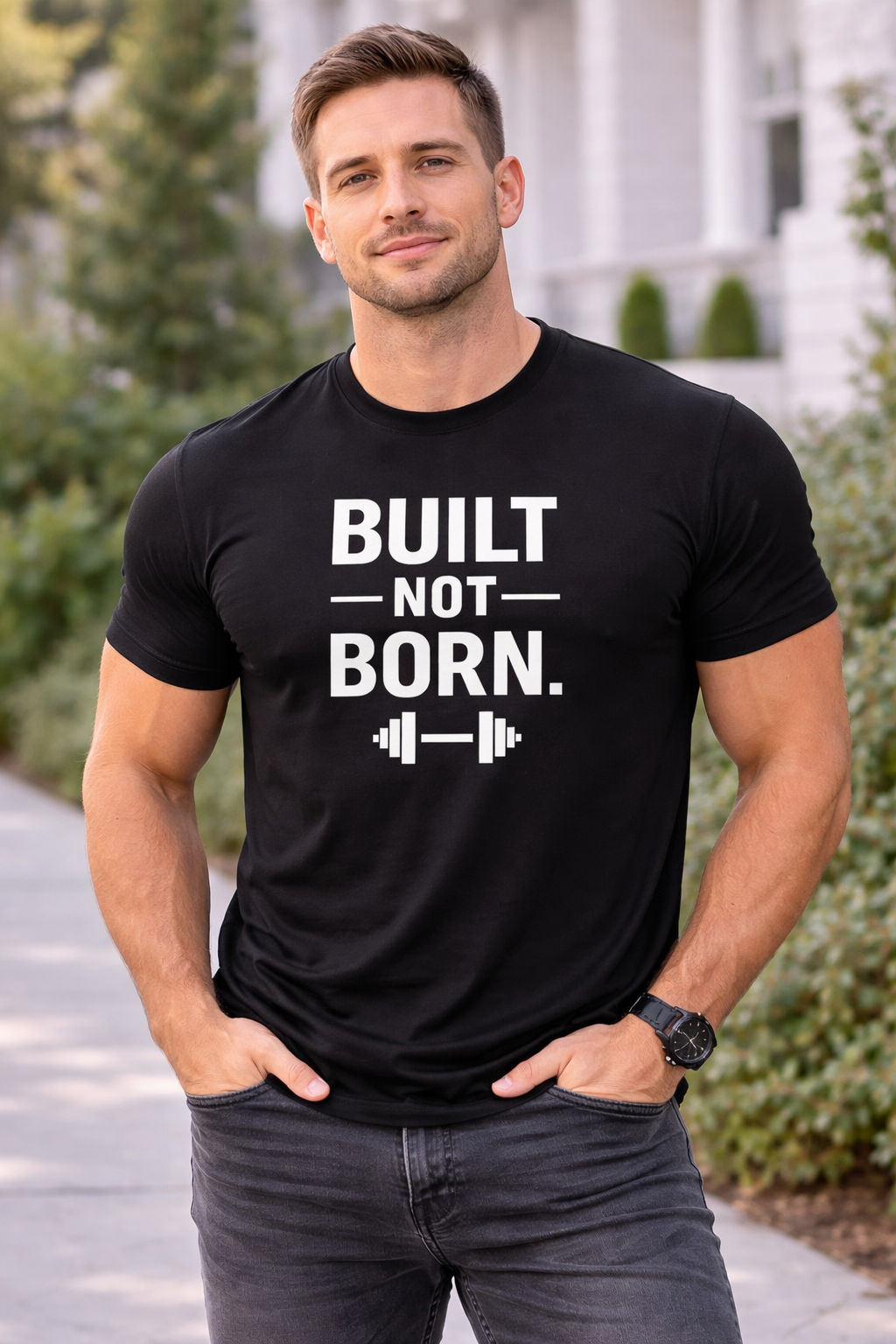 Built Not Born Gym T-Shirt – Strength Training Motivational Tee