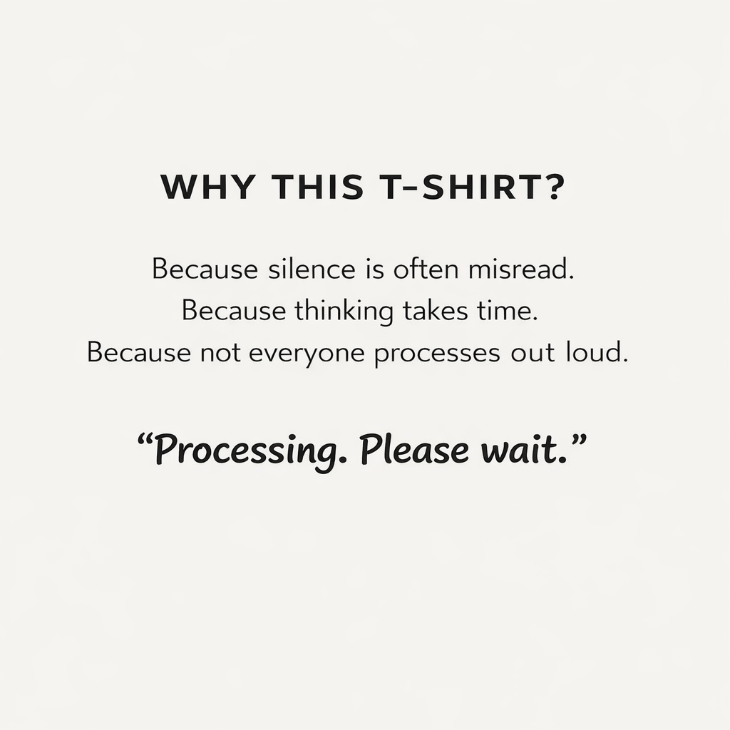 Processing. Please Wait. T-Shirt | Funny Minimal Quote Tee | Introvert & Neurodiverse