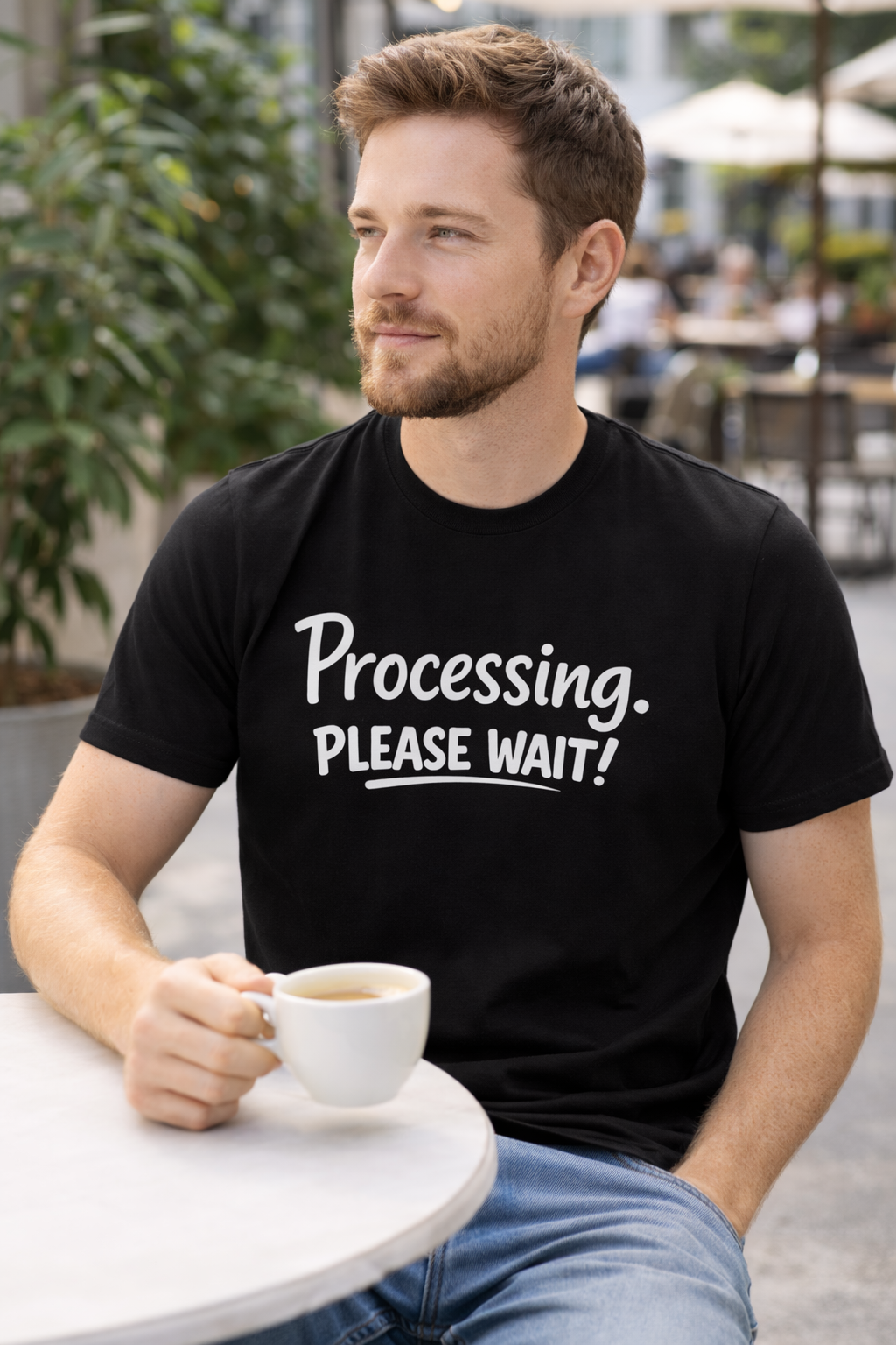 Processing. Please Wait. T-Shirt | Funny Minimal Quote Tee | Introvert & Neurodiverse