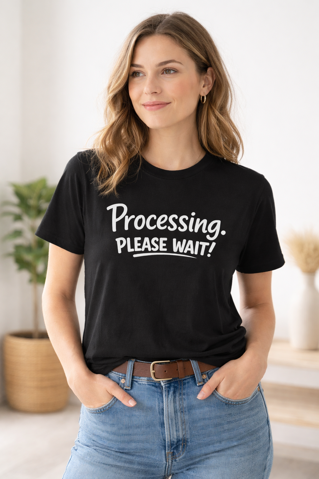 Processing. Please Wait. T-Shirt | Funny Minimal Quote Tee | Introvert & Neurodiverse