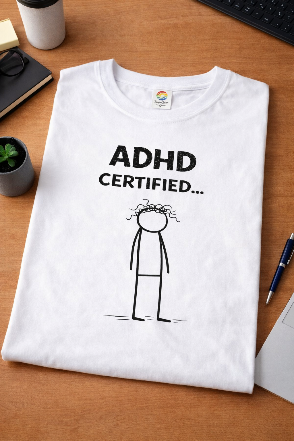 ADHD Certified. T-Shirt | Funny Minimal Quote Tee | Introvert & Neurodiverse