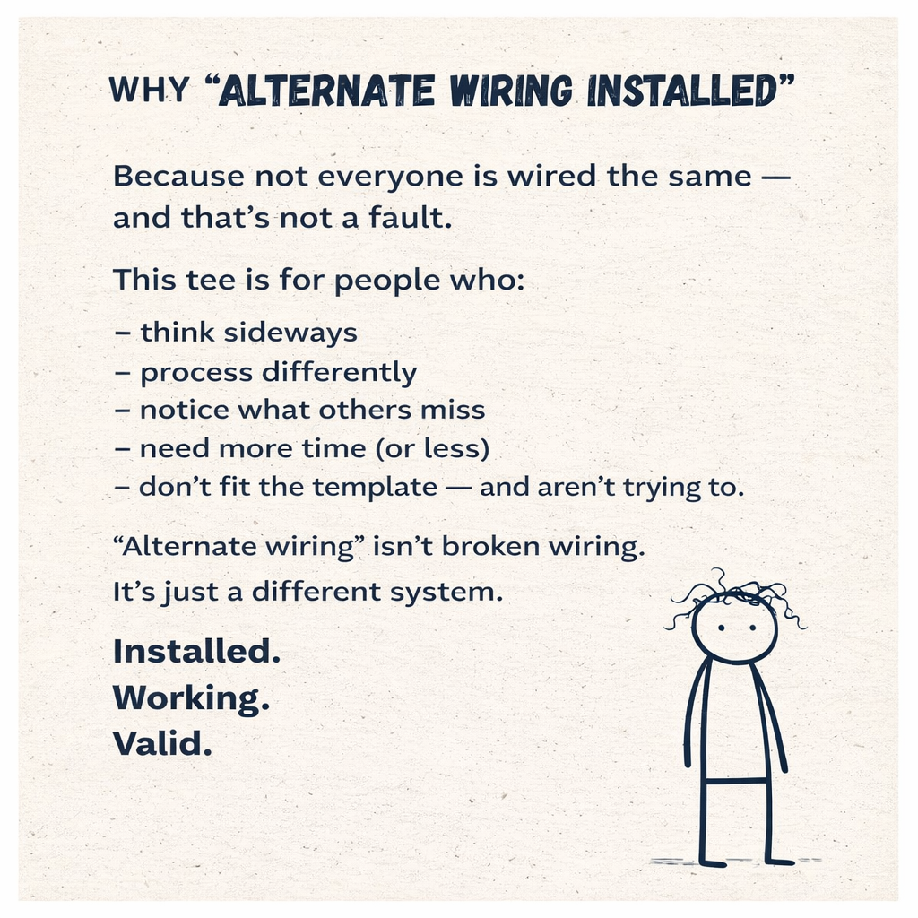 Alternate Wiring Installed T-Shirt | Minimal Tee for Introverts & Neurodiverse Minds