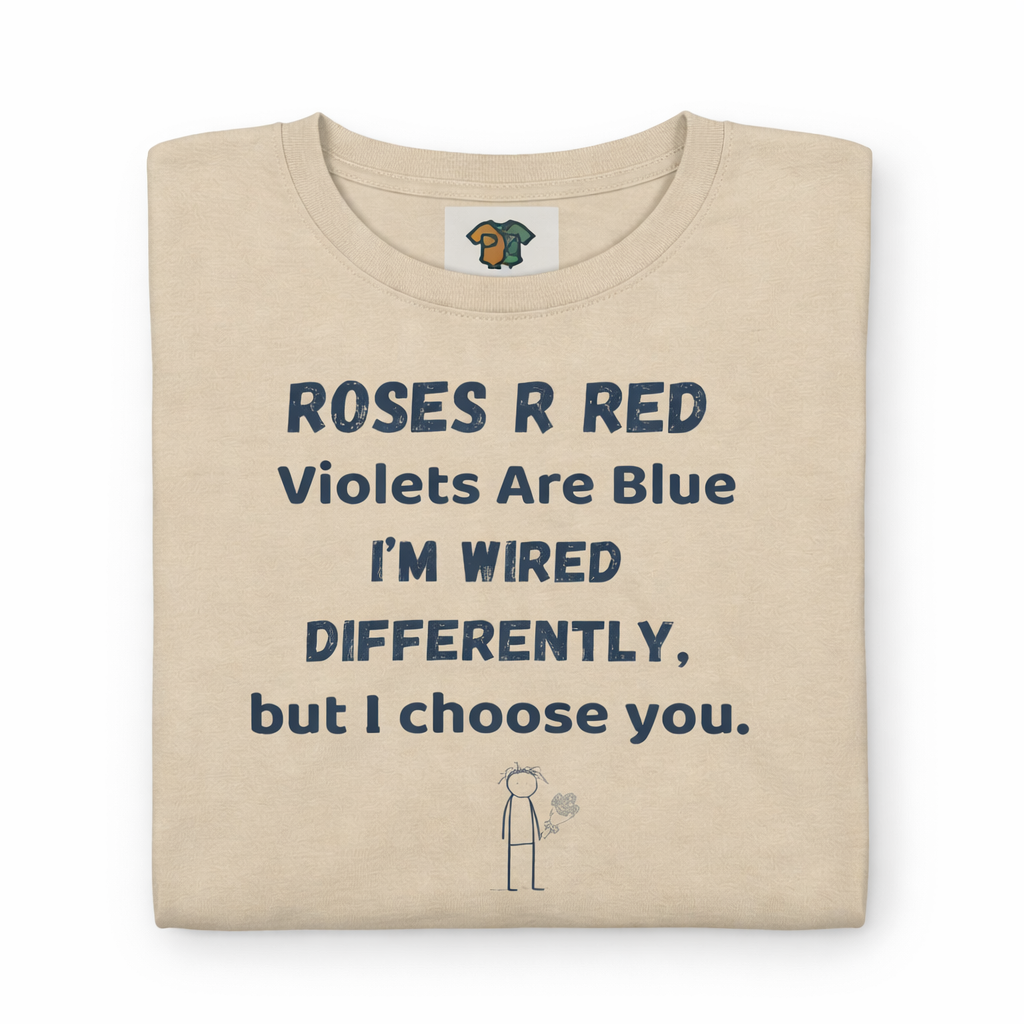 Roses Are Red Wired Differently T-Shirt | Funny Neurodivergent Tee | Thoughtful Gift for Deep Thinkers