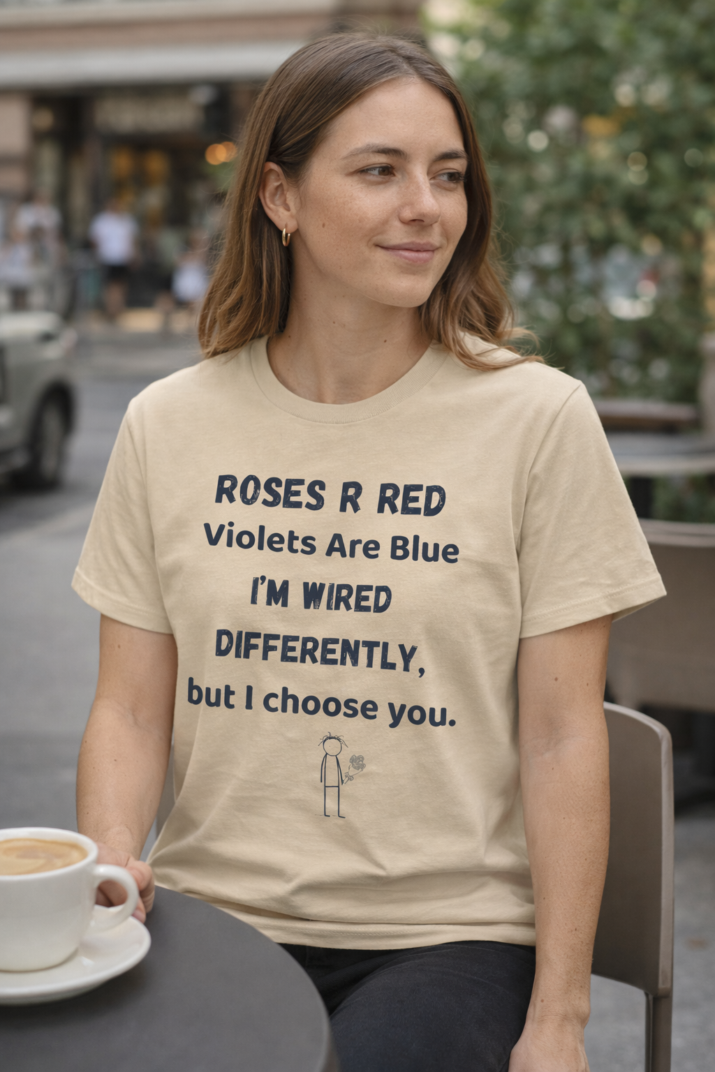 Roses Are Red Wired Differently T-Shirt | Funny Neurodivergent Tee | Thoughtful Gift for Deep Thinkers