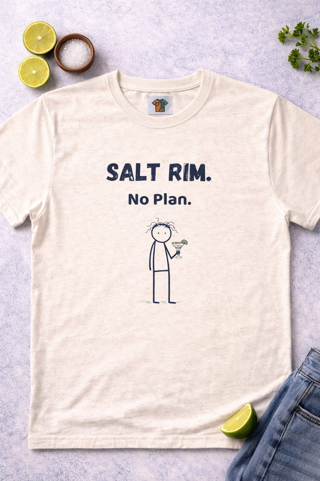 Salt Rim No Plan T-Shirt | Funny Margarita Tee | Casual Drinking Shirt | Weekend Vibes Graphic Tee