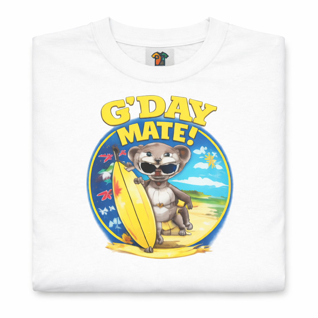 G'Day Mate! Koala Surf Tee - Australian Beach Vacation T-Shirt