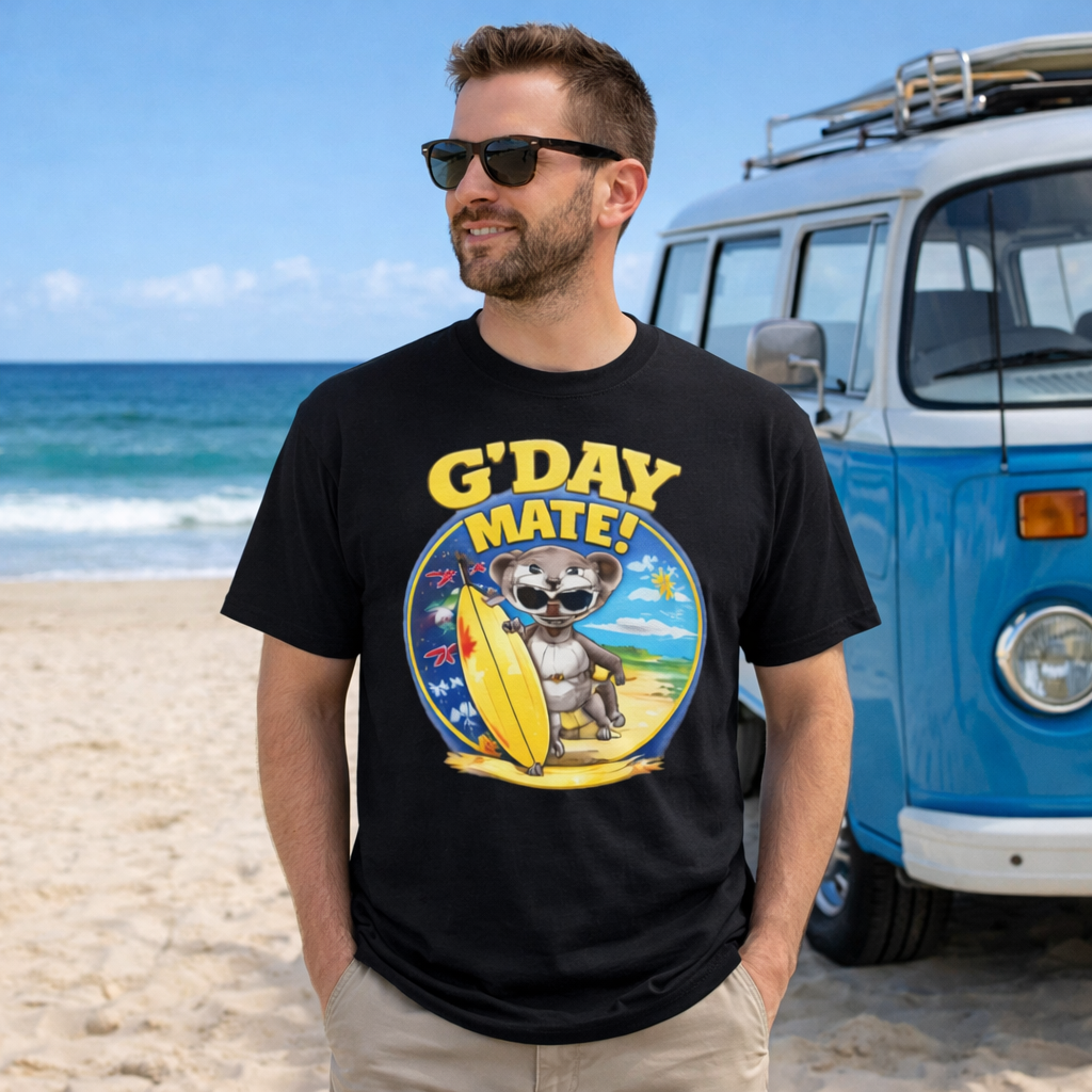 G'Day Mate! Koala Surf Tee - Australian Beach Vacation T-Shirt