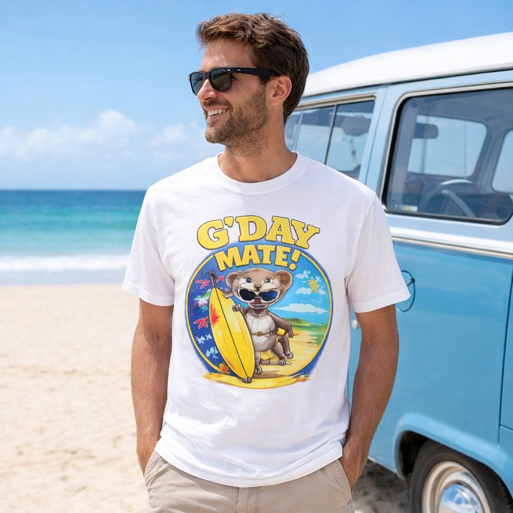 G'Day Mate! Koala Surf Tee - Australian Beach Vacation T-Shirt