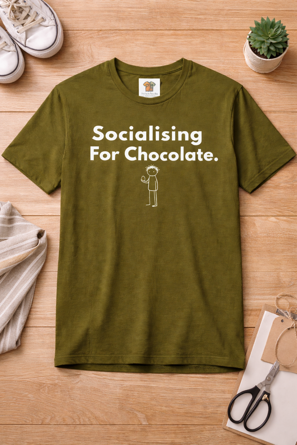 Socializing For Chocolate T-Shirt | Funny Easter Shirt | Chocolate Lover Gift Tee | Introvert Humor Graphic Shirt | Minimal Statement Tee