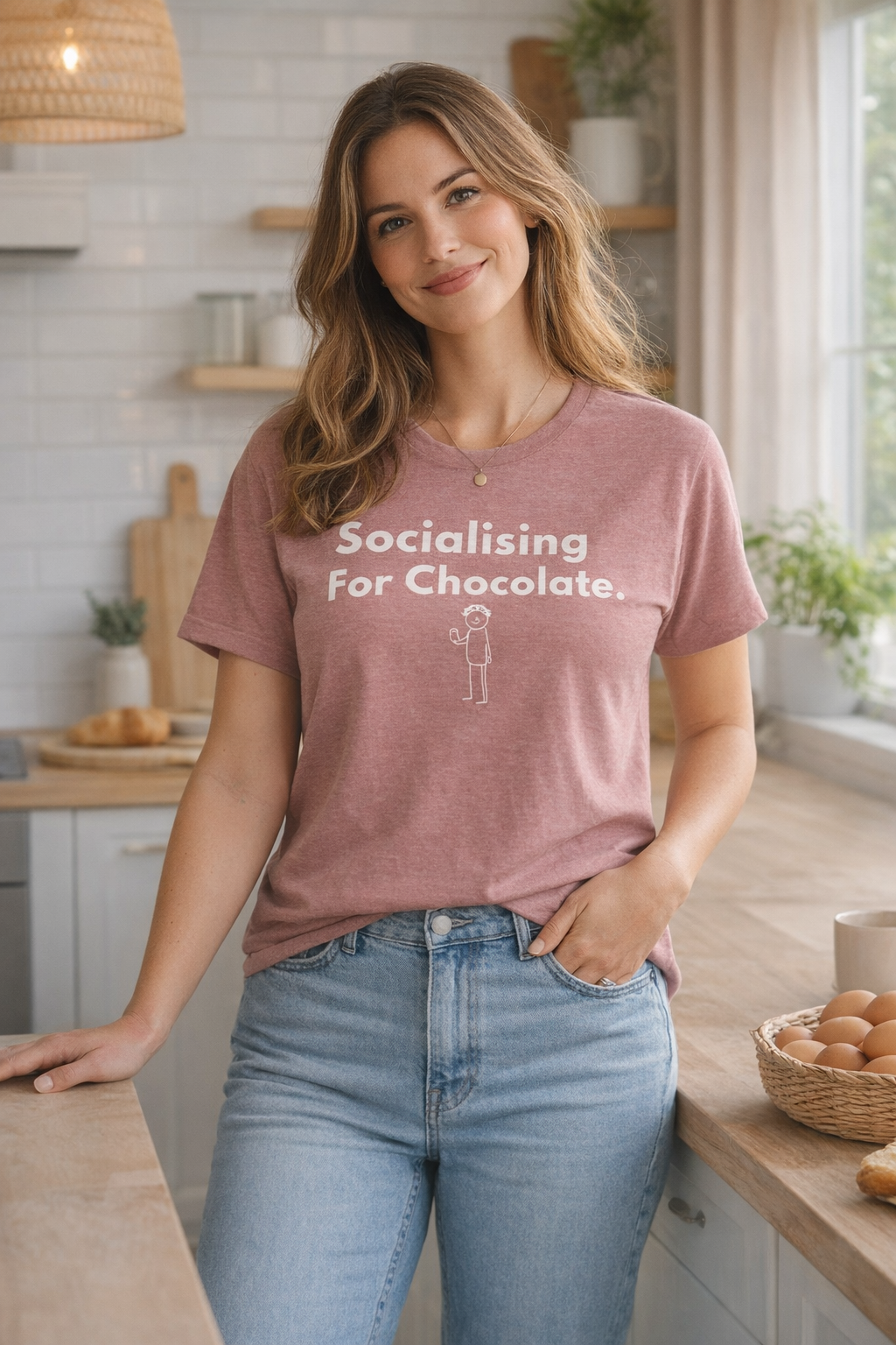 Socializing For Chocolate T-Shirt | Funny Easter Shirt | Chocolate Lover Gift Tee | Introvert Humor Graphic Shirt | Minimal Statement Tee