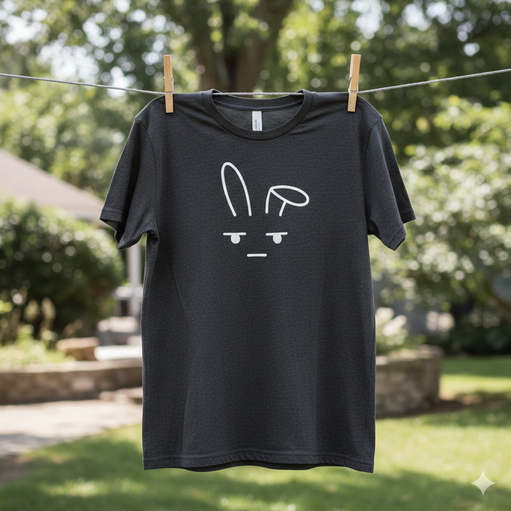 Deadpan Bunny T-Shirt – Minimalist Easter Graphic Tee, Funny Unisex Rabbit Shirt, Bella Canvas 3001 Dark Heather